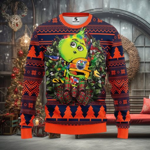 Edmonton Oilers Grinch Hug Christmas Ugly Sweater