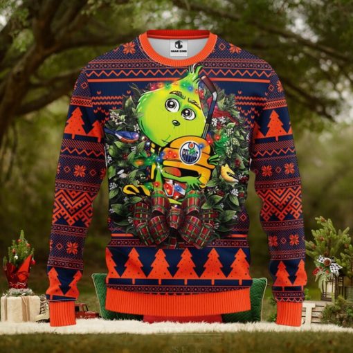 Edmonton Oilers Grinch Hug Christmas Ugly Sweater