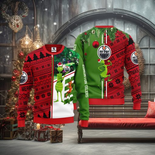 Edmonton Oilers Grinch & Scooby doo Christmas Ugly Sweaters