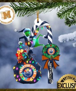 Edmonton Oilers NHL Grinch Candy Cane Personalized Xmas Gifts Christmas Tree Decorations Ornament_8321911 1