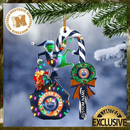 Edmonton Oilers NHL Grinch Candy Cane Personalized Xmas Gifts Christmas Tree Decorations Ornament_8321911 1