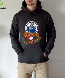 Edmonton Oilers NHL Santa Snoopy and Woodstock Christmas T Shirt