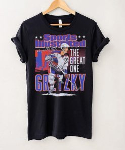 Edmonton Oilers Wayne Gretzky the great one sports illustrated and Edmonton skyline signature shirt