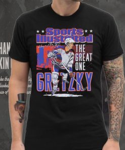 Edmonton Oilers Wayne Gretzky the great one sports illustrated and Edmonton skyline signature shirt