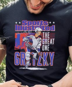Edmonton Oilers Wayne Gretzky the great one sports illustrated and Edmonton skyline signature shirt