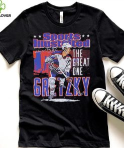 Edmonton Oilers Wayne Gretzky the great one sports illustrated and Edmonton skyline signature shirt