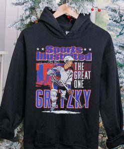Edmonton Oilers Wayne Gretzky the great one sports illustrated and Edmonton skyline signature shirt