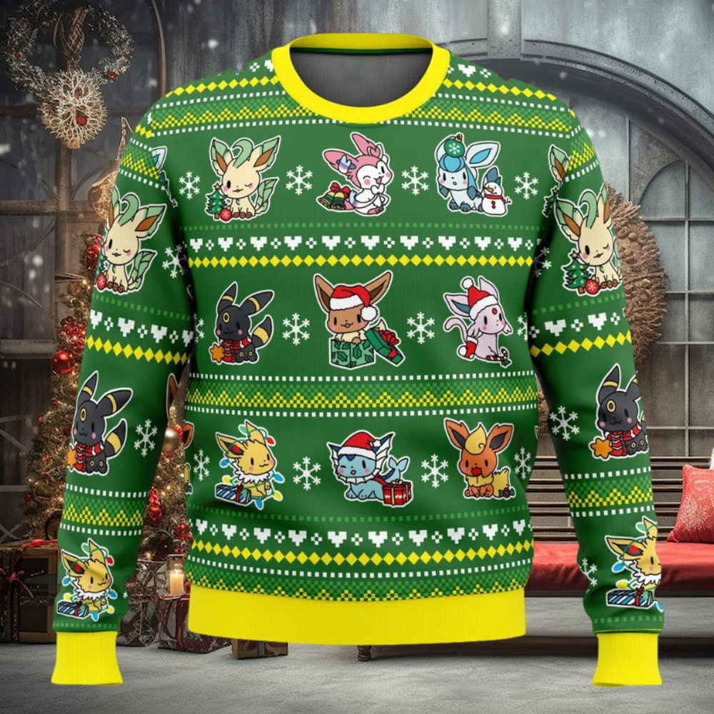 Eevee Meryy Christmas Pokemon Ugly Christmas Sweater Eevee Meryy Christmas Pokemon Ugly Christmas Sweater