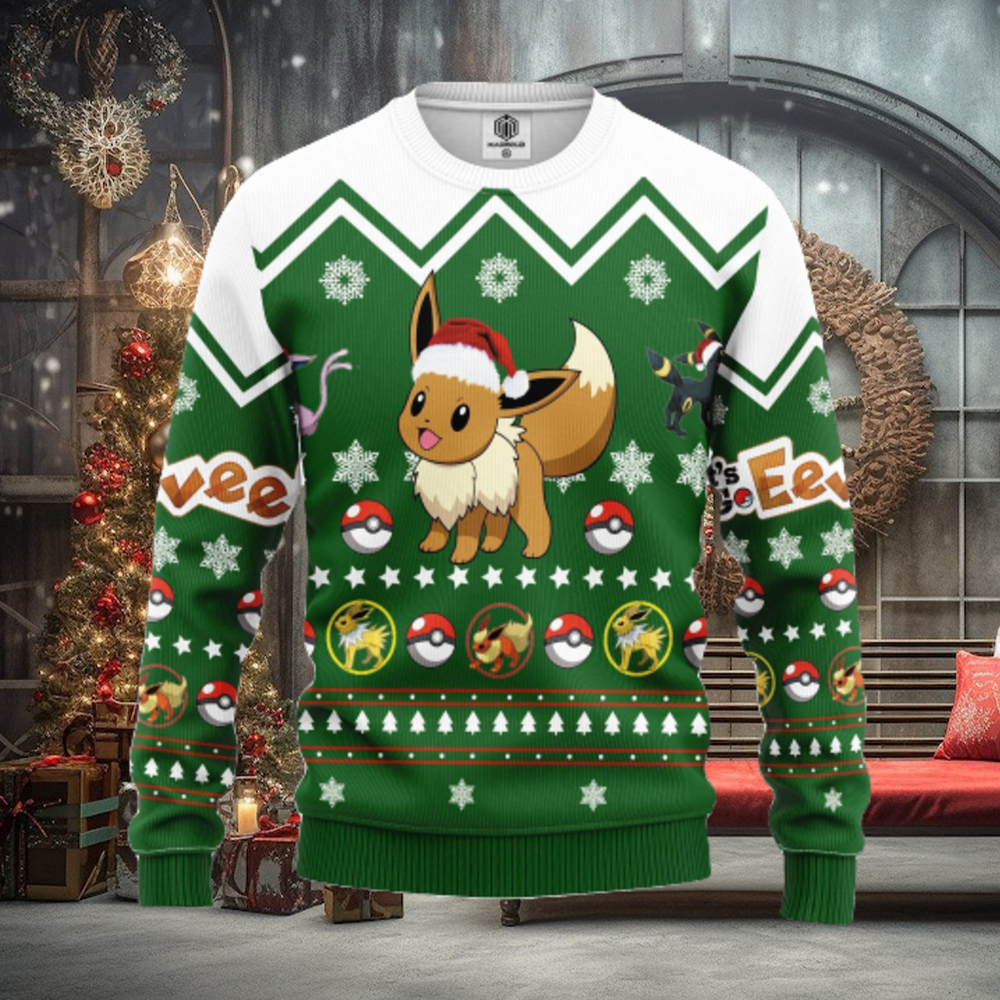 Eevee Pokemon Ugly Christmas Sweater For Men Women Eevee Pokemon Ugly Christmas Sweater For Men Women