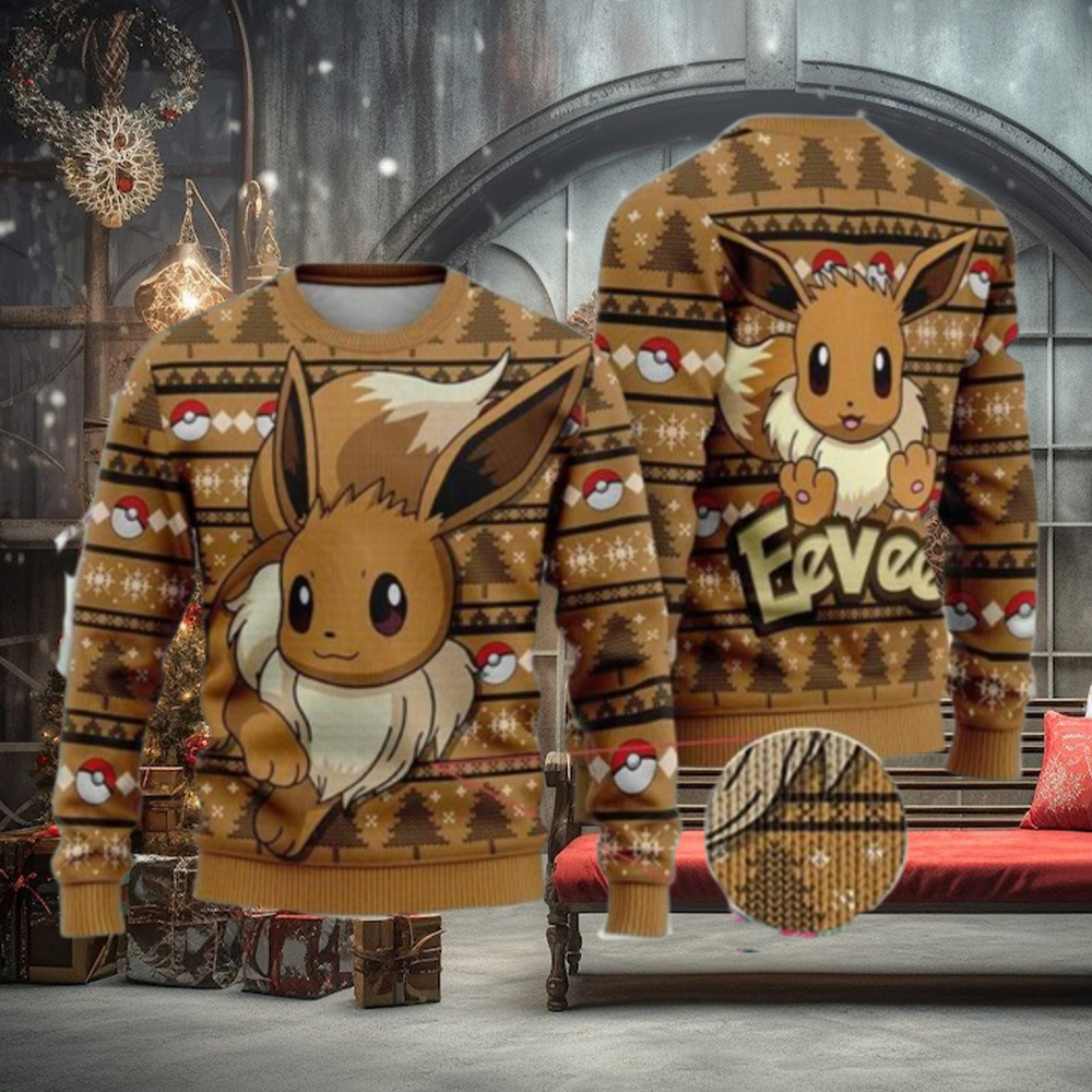 Eevee Ugly Christmas Sweater Sweatshirt Anime Xmas Pocket Monster Eevee Ugly Christmas Sweater Sweatshirt Anime Xmas Pocket Monster
