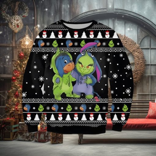 Eeyore And Grinch Funny 3D Print Ugly Christmas Sweater