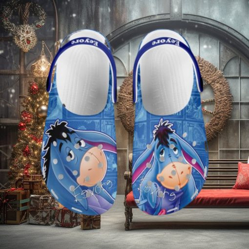 Eeyore Shy Donkey Blue Pattern Disney Graphic Cartoon Crocs Shoes