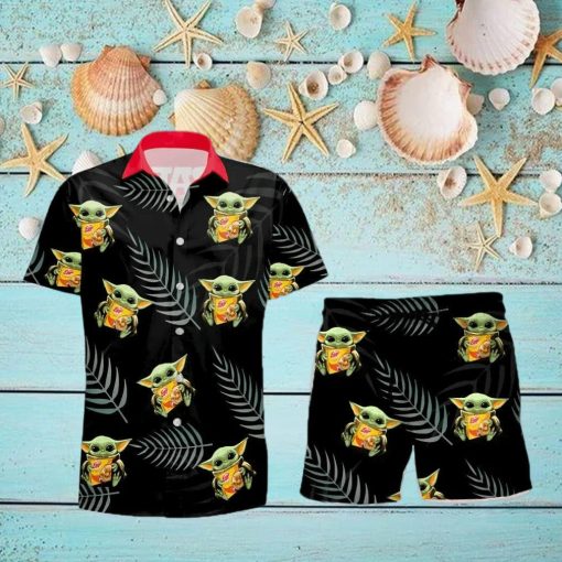 Eggo Baby Yoda Hug Hawaiian Shirt And Shorts Gift Hawaiian  shirt