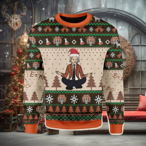 Einstein Doing Yoga Ugly Christmas Sweater Xmas Gift Men And Women Christmas Sweater