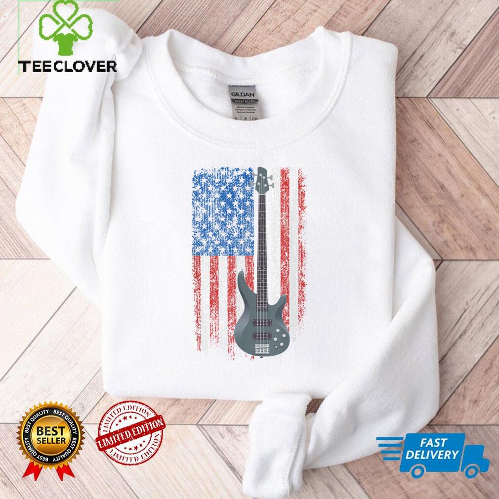 Electric Guitar USA American Flag T Shirt