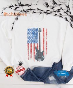 Electric Guitar USA American Flag T Shirt
