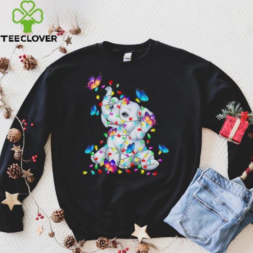 Elephant Butterflies Christmas Lights Crewneck Sweathoodie, sweater, longsleeve, shirt v-neck, t-shirt