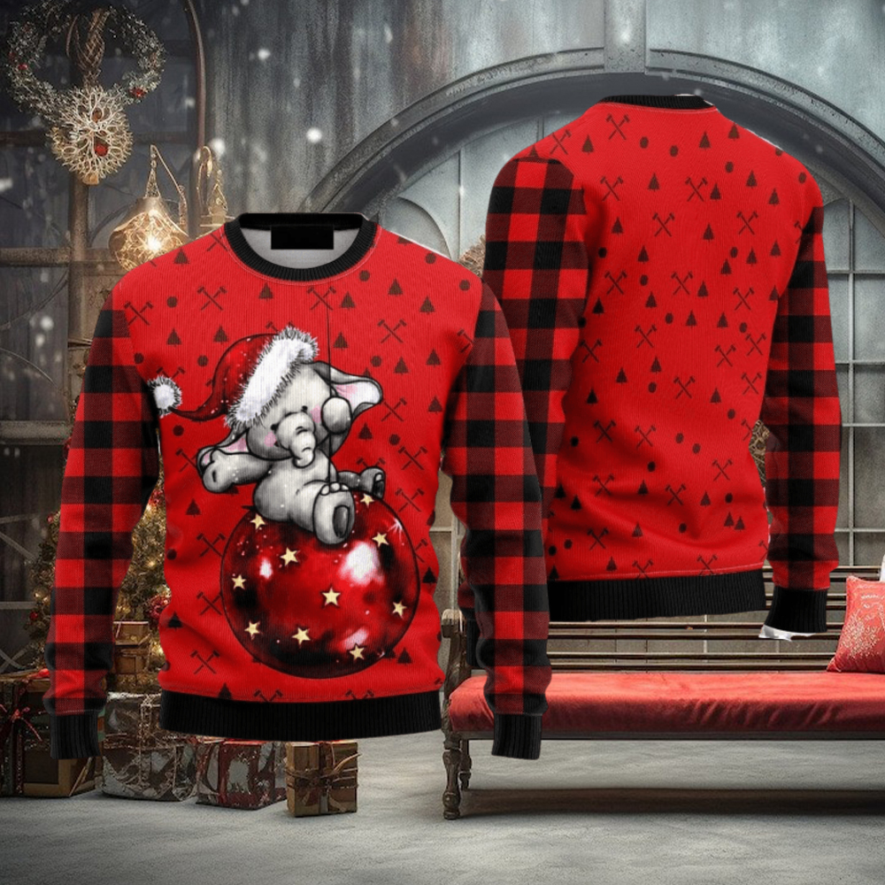 Elephant Cute Red 3D Ugly Christmas Sweater Gift For Family Christmas Gift Elephant Cute Red 3D Ugly Christmas Sweater Gift For Family Christmas Gift