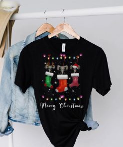 Elephant Santa Hat Sock Merry Christmas Light shirt