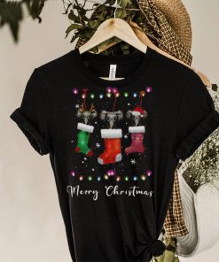 Elephant Santa Hat Sock Merry Christmas Light shirt