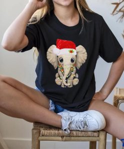 Elephant hat santa light merry christmas shirt