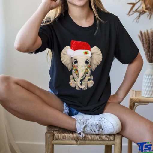 Elephant hat santa light merry christmas shirt