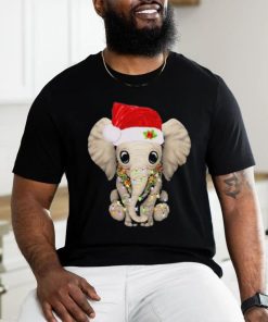 Elephant hat santa light merry christmas shirt