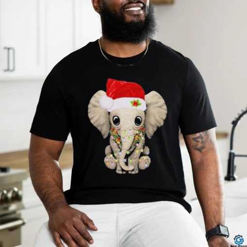 Elephant hat santa light merry christmas shirt