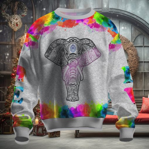 Elephants Colorful Ugly Christmas Sweater