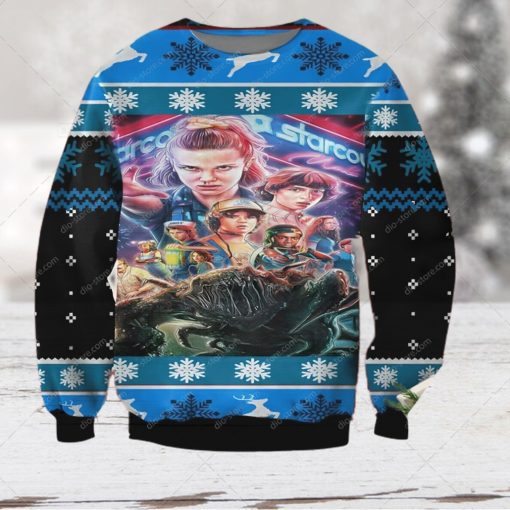 Eleven Max Mayfield Will Byers Stranger Things Poster Ugly Christmas Sweater 3D Shirt