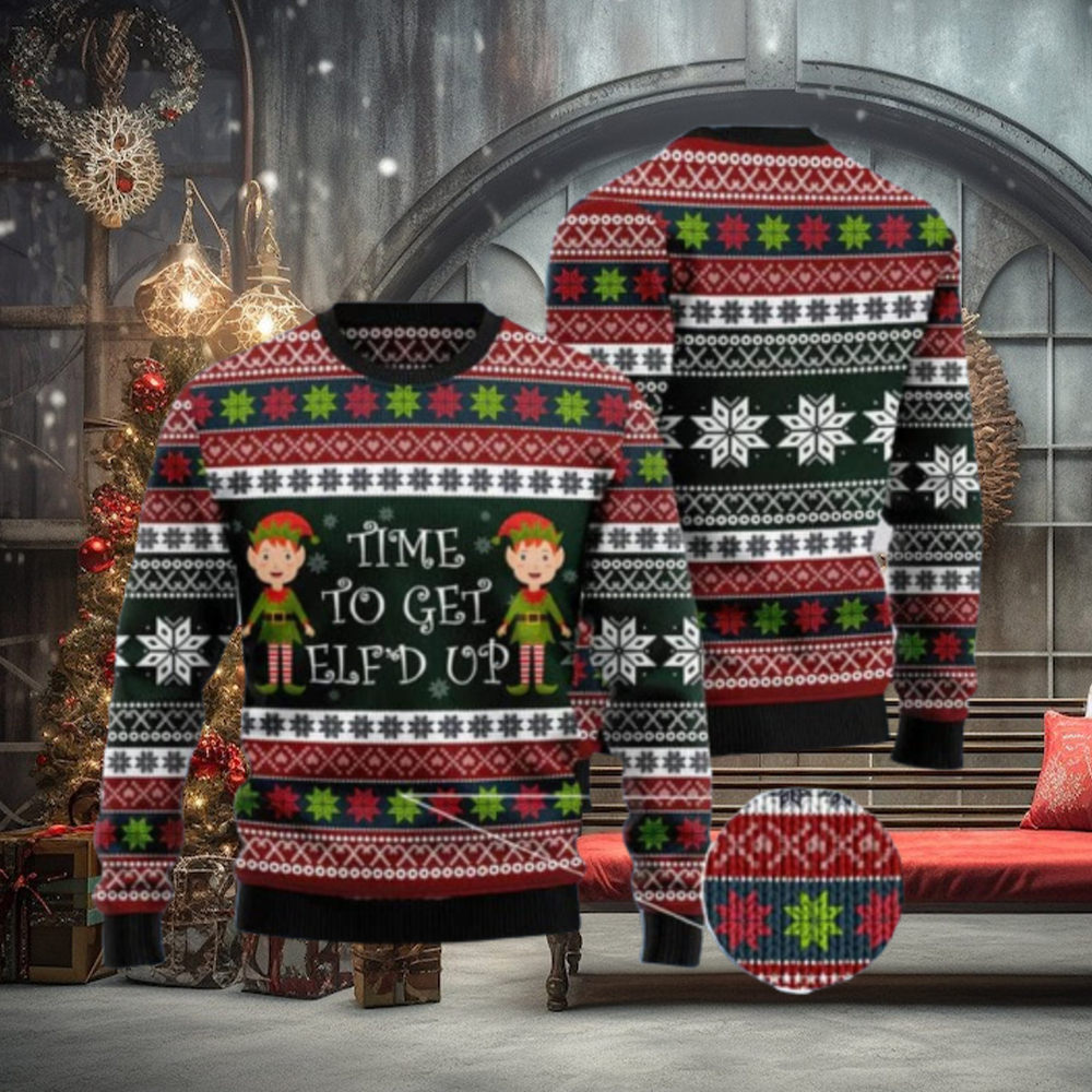Elf Time Ugly Christmas Sweater AOP All Over Printed Sweater Elf Time Ugly Christmas Sweater AOP All Over Printed Sweater