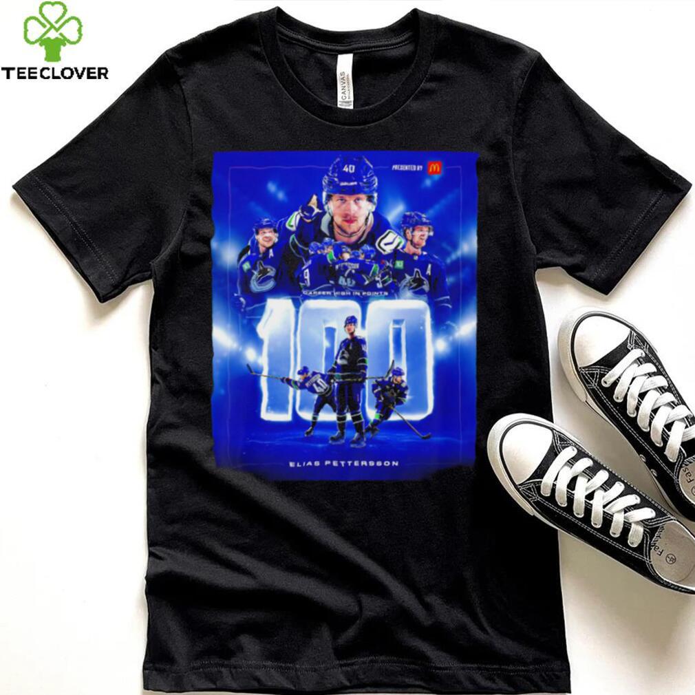 Elias Pettersson Vancouver Canucks 100 Career High Points Title Season poster shirt Elias Pettersson Vancouver Canucks 100 Career High Points Title Season poster shirt