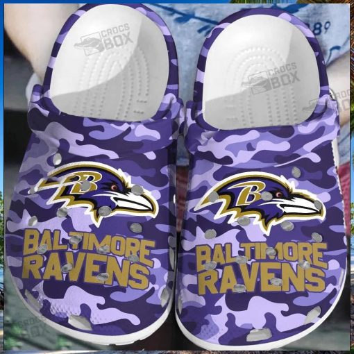 Elite Purple Ravens Camouflage Crocs Shoes