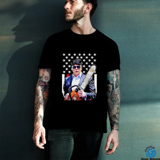 Elon Musk Chainsaw Doge USA flag shirt
