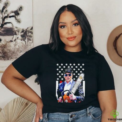 Elon Musk Chainsaw Doge USA flag shirt