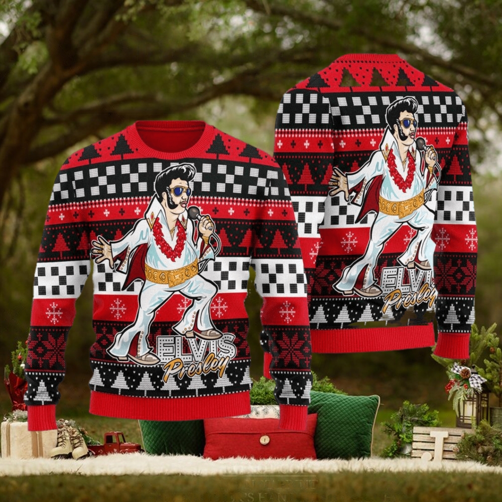 Elvis Fatley Meme Red Ugly Christmas Sweater 3D Gift Idea Christmas Elvis Fatley Meme Red Ugly Christmas Sweater 3D Gift Idea Christmas