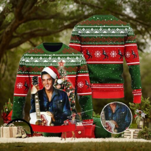 Elvis Presley A Tribute To The King Of Christmas Chirstmas Gifts 2024 Xmas For Family And Friends Ugly Sweater