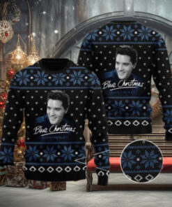 Elvis Presley Blue Christmas Chirstmas Gifts 2024 Xmas For Family And Friends Ugly Sweater