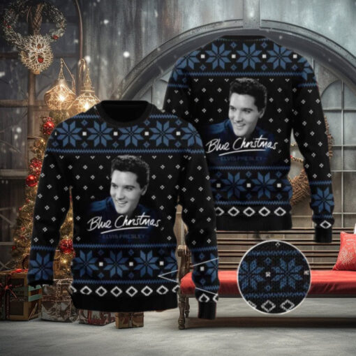 Elvis Presley Blue Christmas Chirstmas Gifts 2024 Xmas For Family And Friends Ugly Sweater