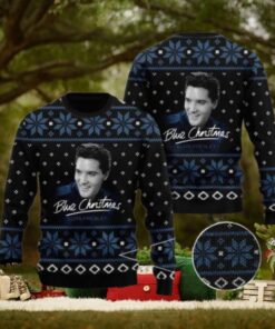 Elvis Presley Blue Christmas Chirstmas Gifts 2024 Xmas For Family And Friends Ugly Sweater