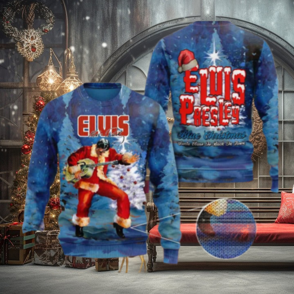 Elvis Presley Blue Christmas Santa Claus Is Back In Town Chirstmas Gifts 2024 Xmas For Family And Friends Ugly Sweater Elvis Presley Blue Christmas Santa Claus Is Back In Town Chirstmas Gifts 2024 Xmas For Family And Friends Ugly Sweater
