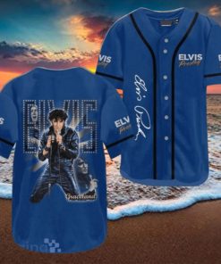 Elvis Presley Graceland Blue Jersey Baseball Shirt Style Gift Shirt