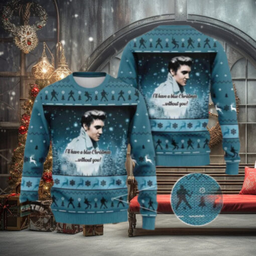Elvis Presley I Will Have A Blue Christmas Without You Chirstmas Gifts 2024 Xmas For Family And Friends Ugly Sweater