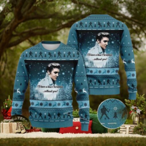 Elvis Presley I Will Have A Blue Christmas Without You Chirstmas Gifts 2024 Xmas For Family And Friends Ugly Sweater