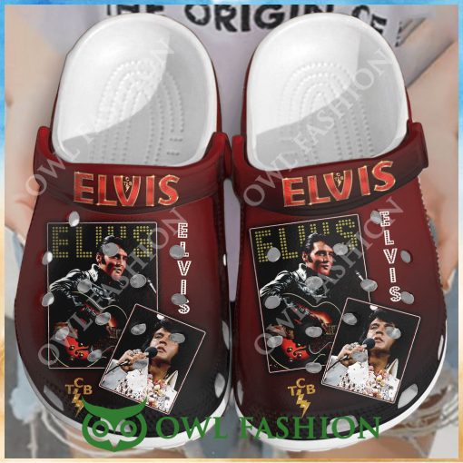 Elvis Presley Images Dark Red Crocs