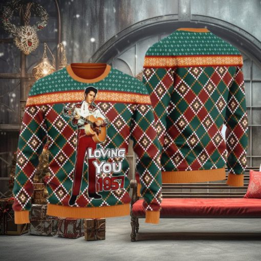 Elvis Presley Loving You 1957 Ugly Christmas Sweater 3D Gift Idea Christmas