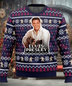 Elvis Presley Pine Tree Snowflake Ugly Christmas Sweater