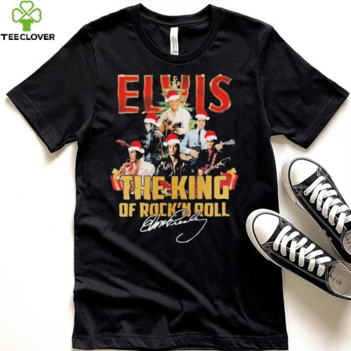 Elvis Presley Santa Hat The King Of Rock N Roll Christmas Signatures Shirt