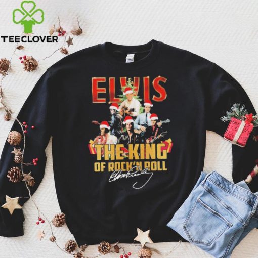 Elvis Presley Santa Hat The King Of Rock N Roll Christmas Signatures Shirt