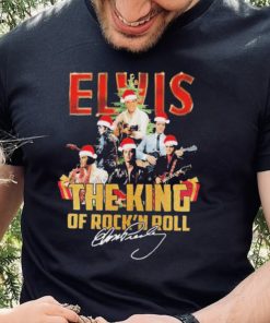 Elvis Presley Santa Hat The King Of Rock N Roll Christmas Signatures Shirt